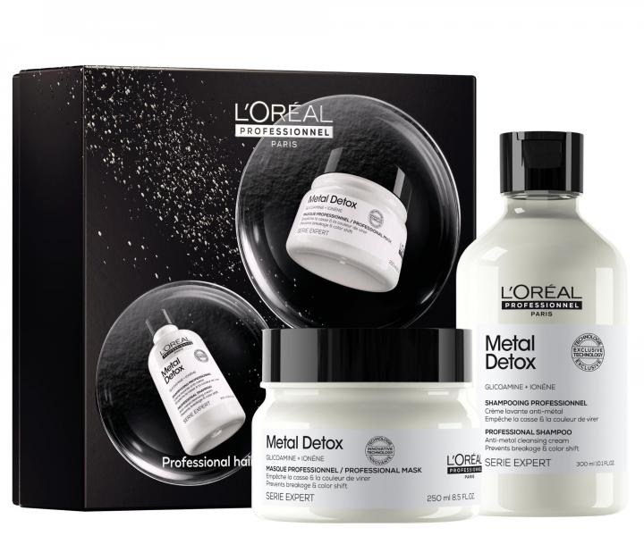 Zestaw upominkowy do w�os�w farbowanych i zniszczonych Lor�al Professionnel Serie Expert Metal Detox Duo