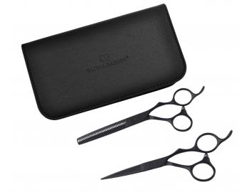 Zestaw no�yczek fryzjerskich 5,75" i dega��wek 6,35" SilkCut Pro Matt Black Olivia Garden