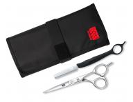 Zestaw no�yczek fryzjerskich Kasho Design Master Offset 6" i brzytwy Kasho Speed Edge Razor w etui tekstylnym