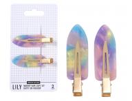Spinki do w�os�w Sister Young Lily Makeup Hair Clips Set - 6 cm - 2 szt. - r�owo-fioletowe