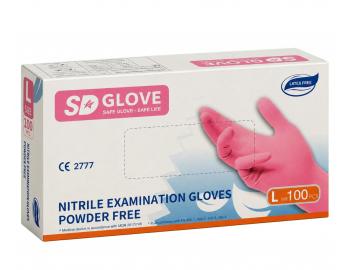 R�kawiczki nitrylowe SD Glove Nitrile Examination Gloves - 100 sztuk - r�owe - rozmiar L