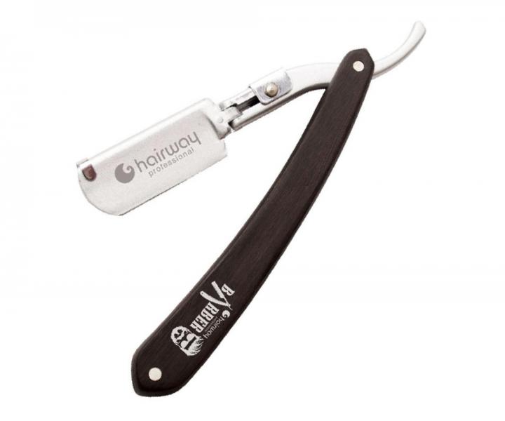 Fartuch fryzjerski mski Hairway Barber - granatowy + brzytwa do golenia zarostu Hairway Razor - czarna gratis