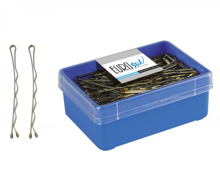 Wsuwka karbowana Eurostil Professional - 6,5 cm - 150 szt - ciemnozota