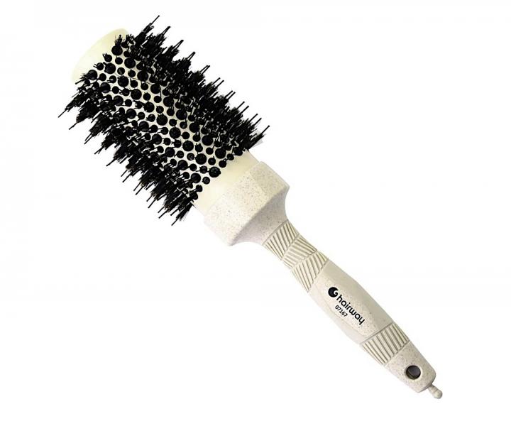 Okrga szczotka z materiau organicznego z 3 rodzajami wosia Hairway Organica - kremowa - 44 mm