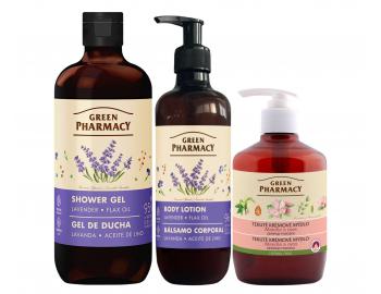 Zestaw do piel�gnacji cia�a z lawend� i olejem lnianym Green Pharmacy Lavender + myd�o w p�ynie gratis