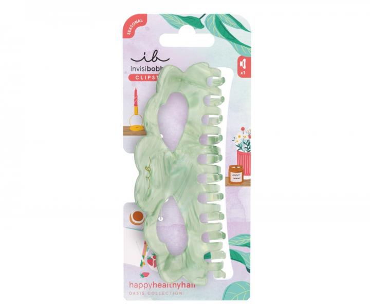 Dua klamra do wosw Invisibobble Clipstar L Oasis Matcha Reset - jasnozielona z bursztynowym wzorem