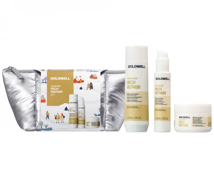 Zestaw upominkowy do w�os�w suchych i zniszczonych Goldwell Dualsenses Rich Repair Set + kosmetyczka gratis