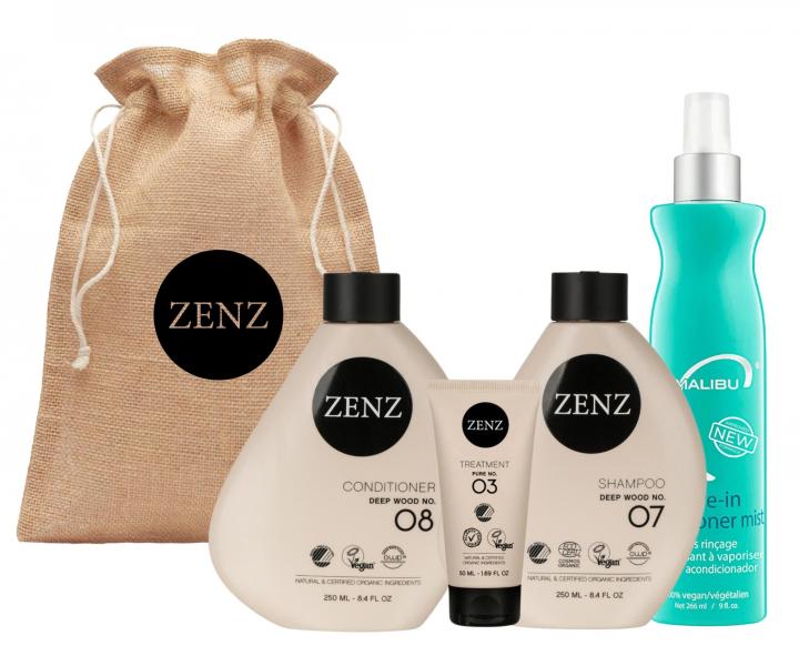 Zestaw upominkowy do wosw suchych i krconych Zenz Deep Wood + odywka Malibu C gratis