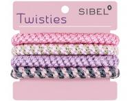 Zestaw kolorowych gumek do w�os�w Sibel Twisties - r�owe - 4 szt.