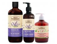 Zestaw do piel�gnacji cia�a z lawend� i olejem lnianym Green Pharmacy Lavender + myd�o w p�ynie gratis