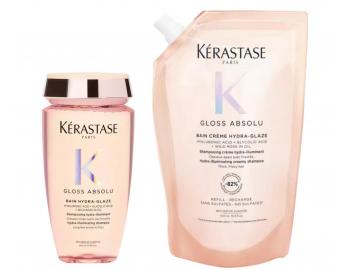Szampon rozja�niaj�cy do w�os�w grubych i pusz�cych si� K�rastase Gloss Absolu Bain Hydra-Glaze - 250 ml + zapas 500 ml
