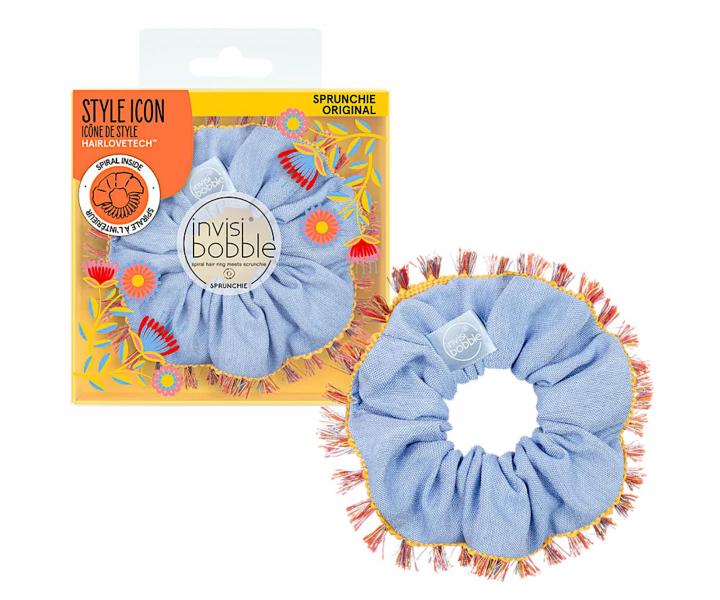 Ozdobna gumka do w�os�w spiralka Invisibobble Sprunchie Original Hola Hola - niebieska z fr�dzelkami