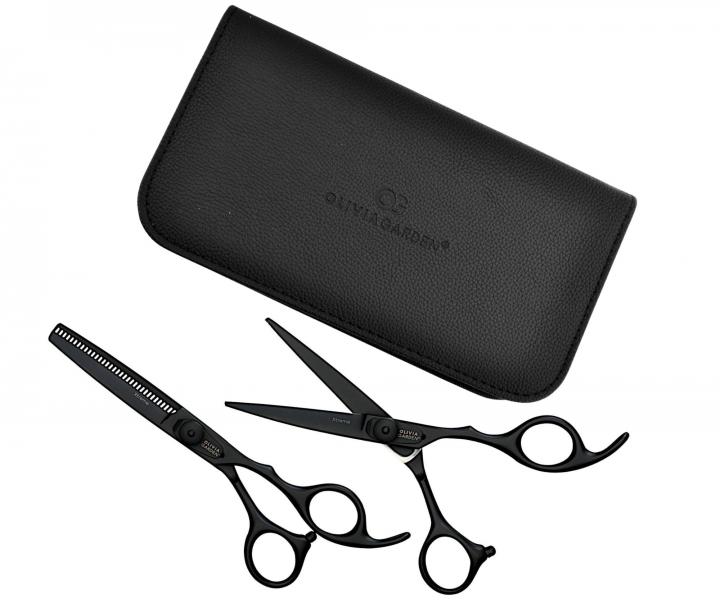 Zestaw noyczek fryzjerskich 5,75" i degawek 6,35" Olivia Garden Xtreme Matt Black Edition