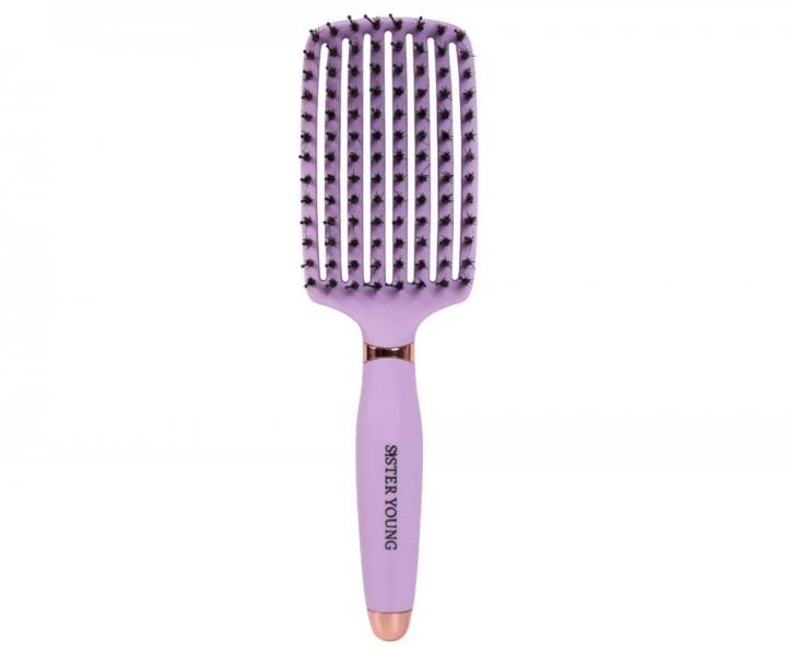Szczotka do rozczesywania i suszenia w�os�w z w�osiem dzika i nylonowym Sister Young Ovia Hair Brush - fioletowa