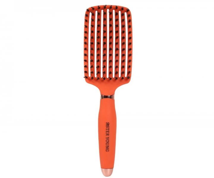 Szczotka do rozczesywania i suszenia w�os�w z w�osiem dzika i nylonowym Sister Young Ovia Hair Brush - pomara�czowa