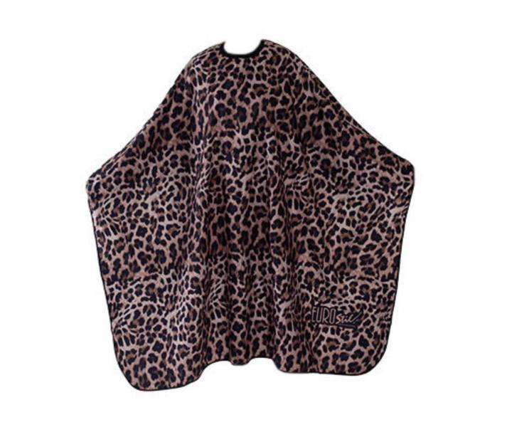 Peleryna fryzjerska do strzyenia wosw Eurostil Professional - lampart - metalowy haczyk