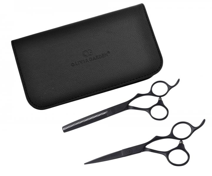 Zestaw no�yczek fryzjerskich 5,75" i dega��wek 6,35" SilkCut Pro Matt Black Olivia Garden