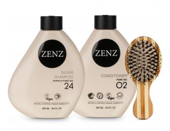 Zestaw neutralizuj�cy i od�ywczy do w�os�w blond i siwych Zenz Silver + mini szczotka Zenz Boar Brush Mini gratis