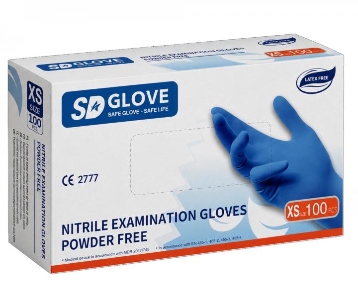 R�kawiczki nitrylowe SD Glove Nitrile Examination Gloves - 100 sztuk - niebieskie - rozmiar XS
