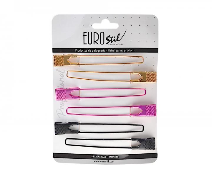 Metalowy klips do wosw Eurostil Professional - 11 cm - mix kolorw - 6 szt