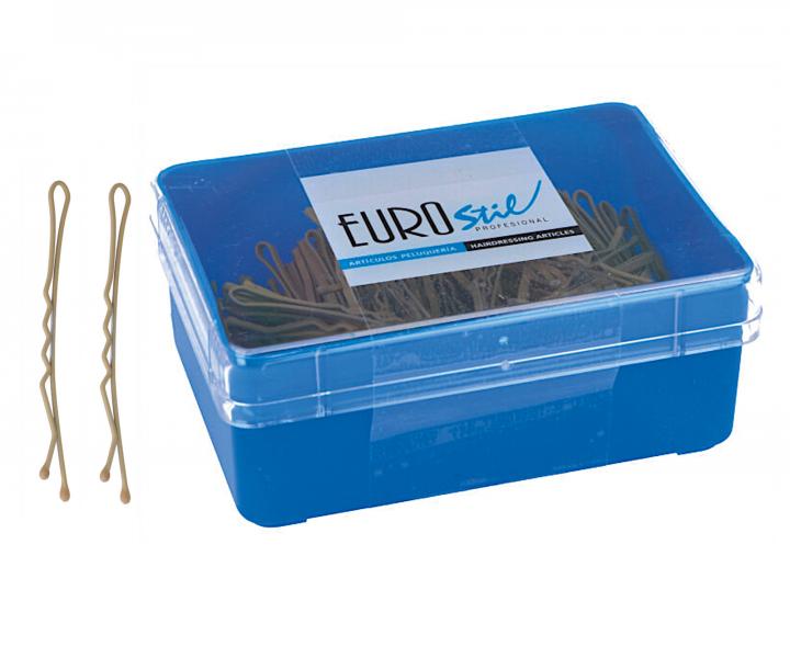 Wsuwka karbowana Eurostil Professional - 6,5 cm - 200 szt - zota matowa