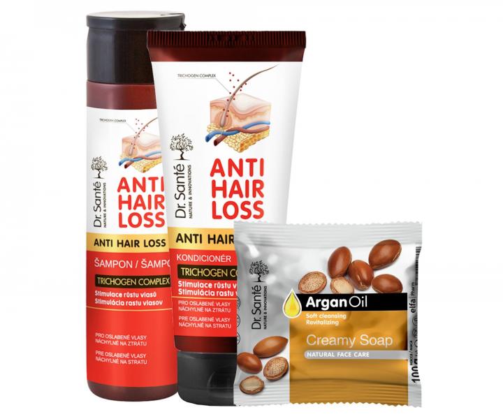 Zestaw na porost w�os�w Dr. Sant� Anti Hair Loss - szampon 250 ml + od�ywka 200 ml - myd�o gratis