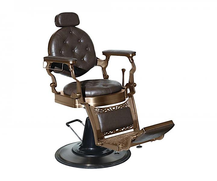 Fotel fryzjerski barberski Sibel Barburys Malone II - brzowy, mosidz patynowany