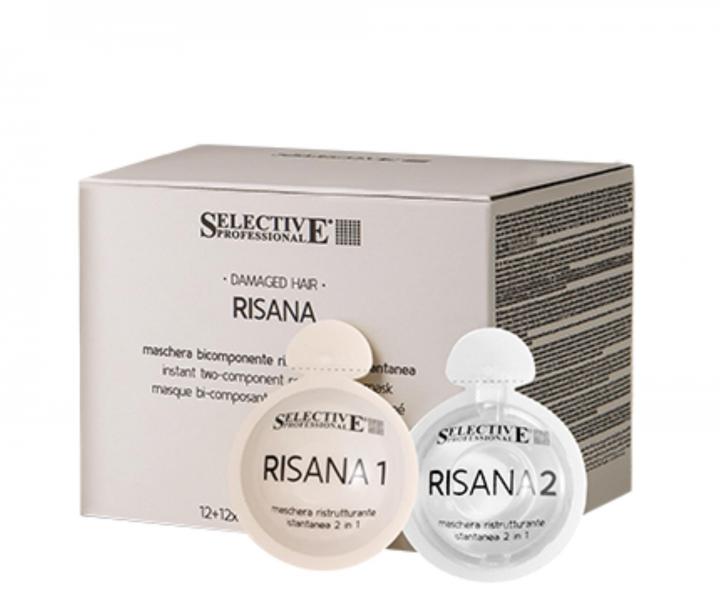 Dwufazowa maska do w�os�w zniszczonych i obci��onych Selective Professional Risana Mask - 12+12 x 15 ml