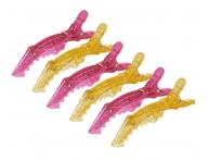 Klipsy do w�os�w Sibel Gator - 11 cm - 6 szt. - r�owe, ��te