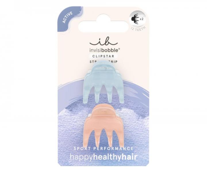 Klamry do wosw Invisibobble Clipstar Gym Buddy - 2 szt. -  niebieska i rowa pudrowa