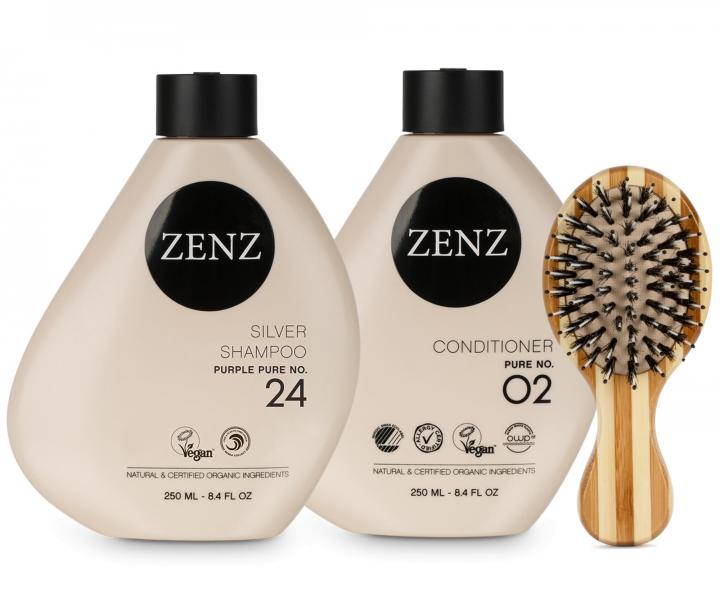 Zestaw neutralizuj�cy i od�ywczy do w�os�w blond i siwych Zenz Silver + mini szczotka Zenz Boar Brush Mini gratis