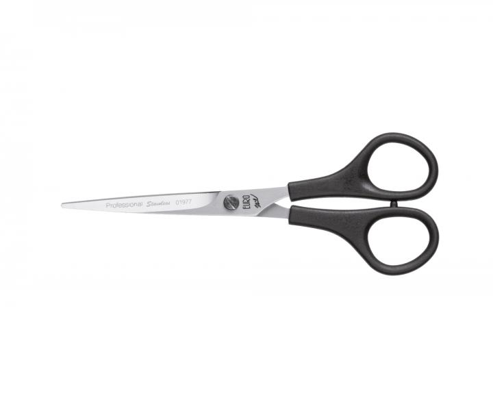 Noyczki fryzjerskie z mikrozbkami i plastikowym uchwytem Eurostil Professional 6"