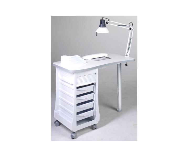 Biurko do manicure Sibel z poch�aniaczem py�u, szufladami, lamp� i poduszk� do manicure