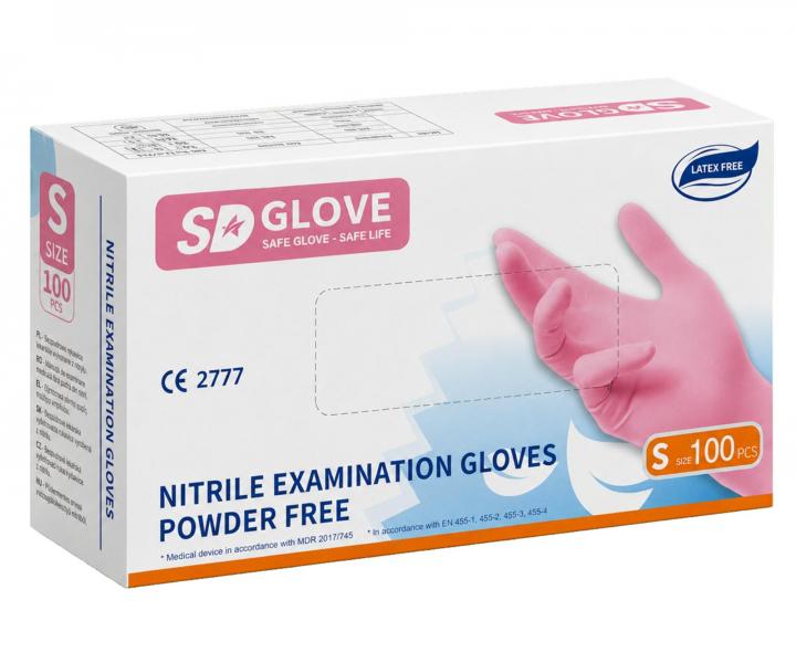 R�kawiczki nitrylowe SD Glove Nitrile Examination Gloves - 100 sztuk - r�owe - rozmiar S