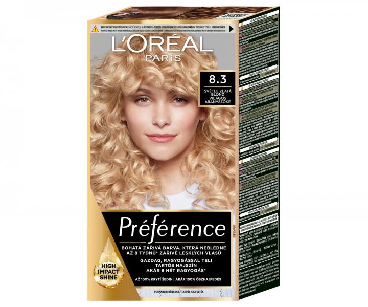 Farba do trwa�ej koloryzacji Lor�al Pr�f�rence 8.3 jasny z�ocisty blond