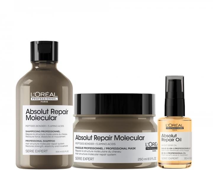 Zestaw do w�os�w zniszczonych Lor�al Professionnel Serie Expert Absolut Repair Molecular + olejek regenerujacy 30 ml gratis