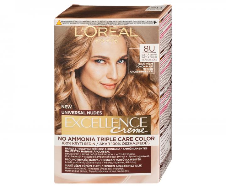 Farba do trwaej koloryzacji wosw Loral Excellence Universal Nudes 8U jasny blond