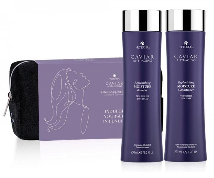 Zestaw upominkowy nawil�aj�cy do w�os�w suchych Alterna Caviar Anti-Aging Replenishing Moisture + kosmetyczka gratis