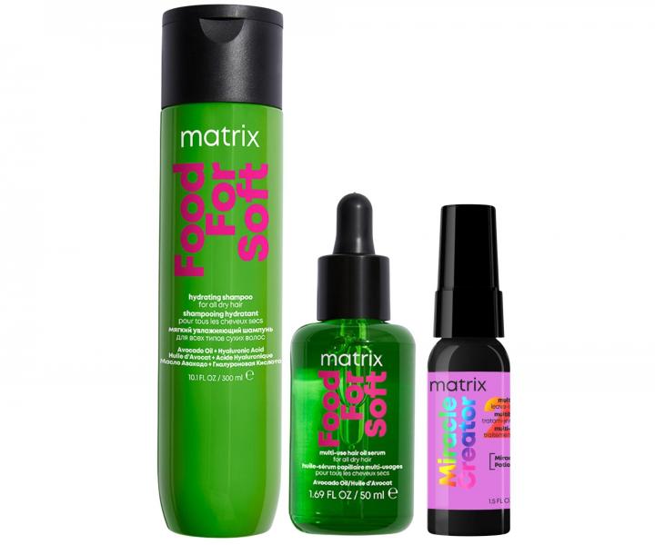 Zestaw do ochrony suchych w�os�w Matrix Food For Soft + spray piel�gnacyjny z 20 korzy�ciami Matrix Miracle Creator 45 ml gratis