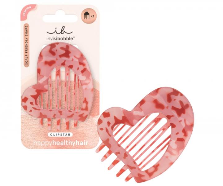 Ozdobna spinka do w�os�w Invisibobble Clipstar Lovers Hug - r�owa z marmurkowym wzorem