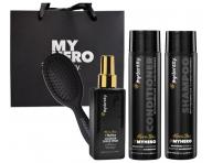 Zestaw odywczy i nawilajcy do wosw #mydentity MyHero Nourishing z torb prezentow i mini szczotk Framar - czarna