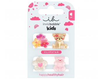 Weso�e spineczki klamerki do w�os�w dla dzieci Invisibobble Clipstar Kids Bearly Bloomed - 4 szt.