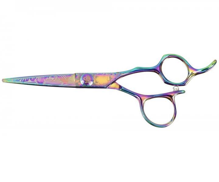 Noyczki fryzjerskie Sibel Cisoria Pink Rainbow 6" tczowe z wzorem