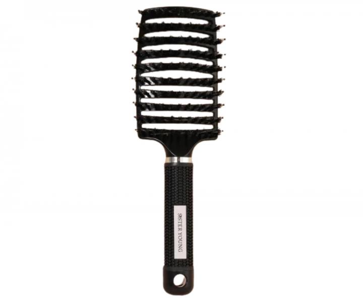 Szczotka do rozczesywania i suszenia w�os�w z w�osiem dzika i nylonowym Sister Young Zoco Hair Brush - czarna