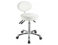 Taboret na kkach z oparciem SilverFox 1025C - biay - II. jako - wgnieciona ekoskra