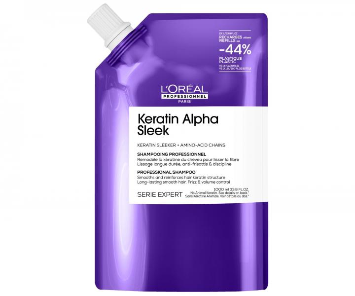 Szampon wyg�adzaj�cy w�osy pusz�ce si� Lor�al Professionnel Serie Expert Keratin Alpha Sleek - 1000 ml - wk�ad uzupe�niaj�cy