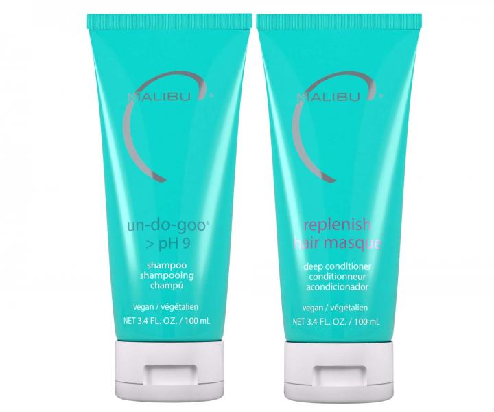 Zestaw podr�ny g��boko oczyszczaj�cy i nawil�aj�cy w�osy Malibu C Un-Do-Goo i Replenish Masque - szampon 100 ml + maska 100 ml