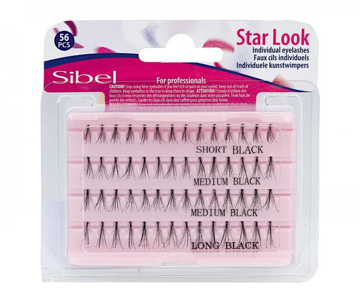 Zestaw sztucznych rzs w kpkach Sibel Star Look Individual Eyelashes - rozmiar S, M, L - 56 szt.