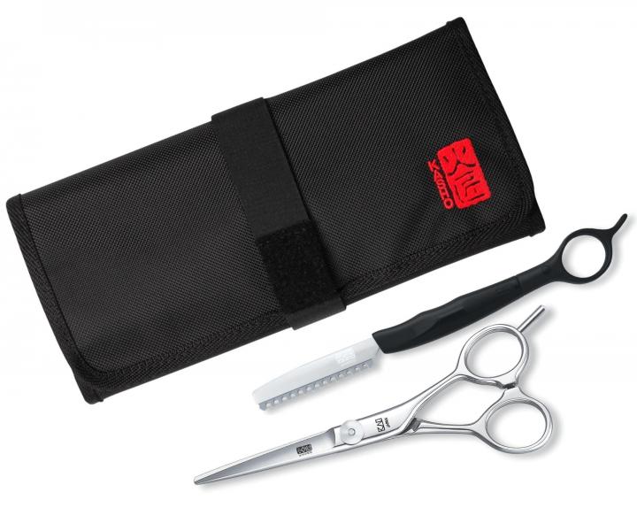 Zestaw no�yczek fryzjerskich Kasho Design Master Classic 5,5" i brzytwy Kasho Speed Edge Razor w etui tekstylnym