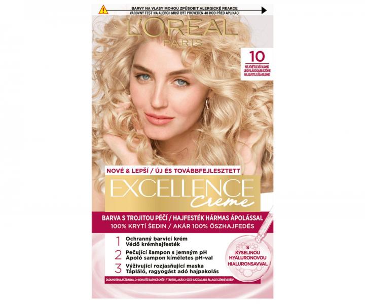 Farba do trwa�ej koloryzacji w�os�w Lor�al Excellence 10 bardzo jasny blond